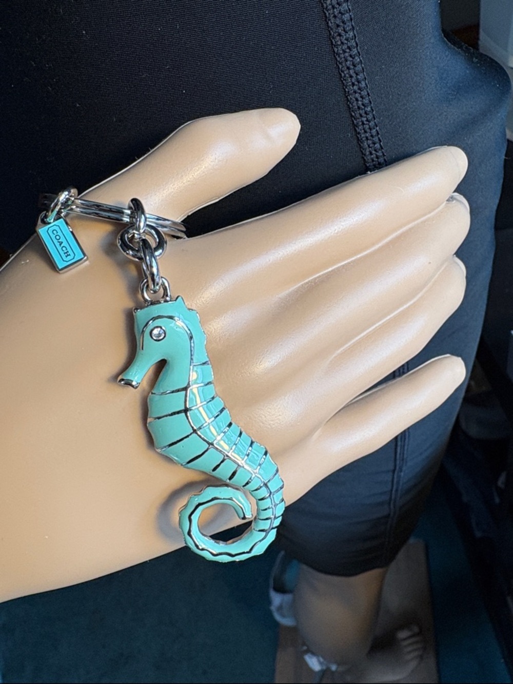 Coach sea foam green Seahorse Keychain Charm